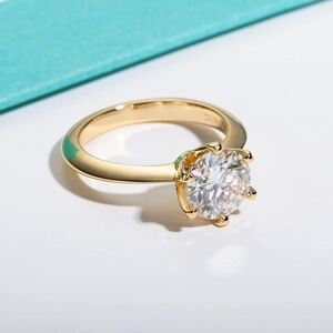 CERTIFIED 18k Yellow Gold 3.ct Diamond Ring Engagement Moissanite 925 Wedding